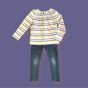 OLD NAVY, GIRLS STRETCH, SKINNY JEANS. SIZE 5T. BABY GAP SHIRT, SIZE 5T.